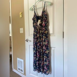 Floral crop pant romper